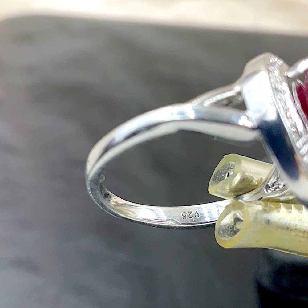 Sterling Silver Natural Ruby Gemstone Ring Size 7… - image 7